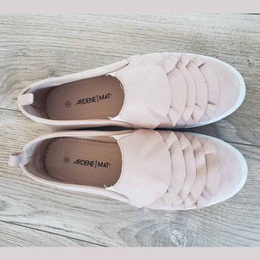 Blush Pink Slip-On Ruffle Shoes